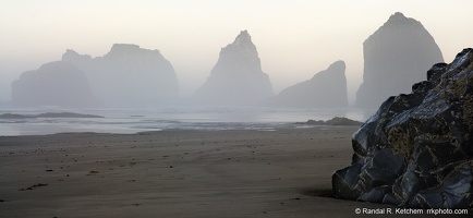 Sea Stacks in Fog, Oceanside, Oregon