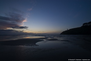North Head Lighthouse, Cape Disappointment State Park, Sunset, Blue Sky, Full View