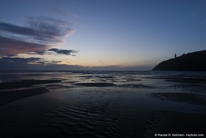 North Head Lighthouse, Cape Disappointment State Park, Clouds at Sunset, Blue Sky