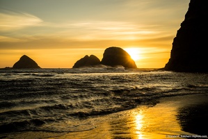 Sea Stacks at Oceanside, Setting Sun