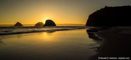 Sea Stacks at Oceanside, Maxwell Point, Setting Sun