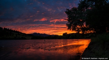 Sunset Over Pearrygin Lake, Rolling Clouds, Shade Tree