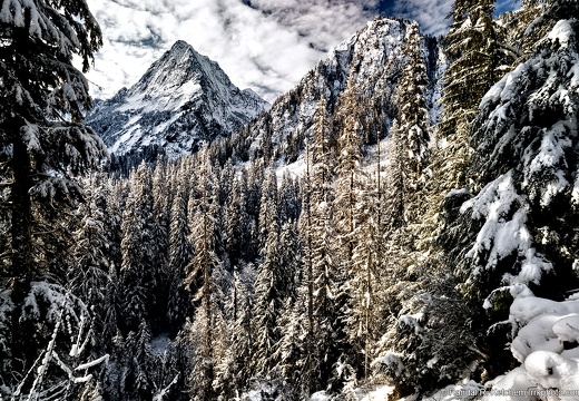 Sperry Peak, Fresh Snow, Dark
