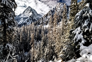Sperry Peak, Fresh Snow, Dark