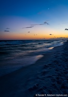 Okaloosa Island Sunset, Sand, Waves, Moon