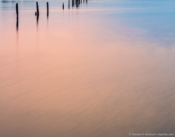 Lightly Sunset, Pylons Reflection, Large Sky