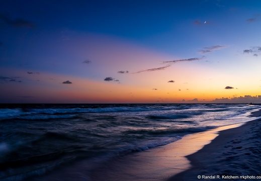 Okaloosa Island Sunset, Sky, Waves, Moon