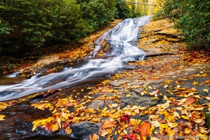 Helton Creek Falls, Lower Fall, Sweeping Water, Fall Color