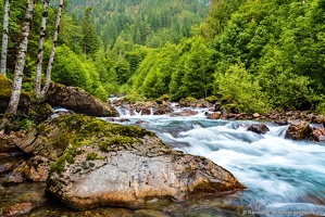 South Fork Sauk River, Summer Flow, Large Boulder