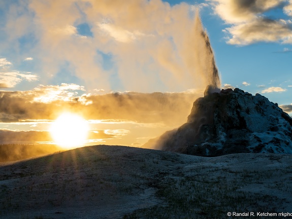 White Dome Geyser Sunset, Active