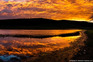 Sunset over Alum Lake, Clouds on Fire, Yellowstone