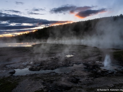 Steady Geyser and Black Warrior Lake after Sunset