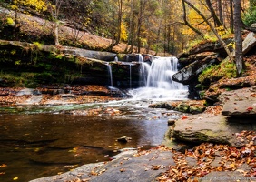 Dunloup Falls, Autumn, Rocky Shore