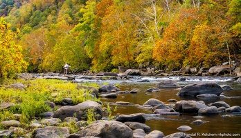 New River, Fisherman, Fall Bank