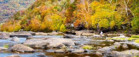 New River, Fall Color, A Man Fishing